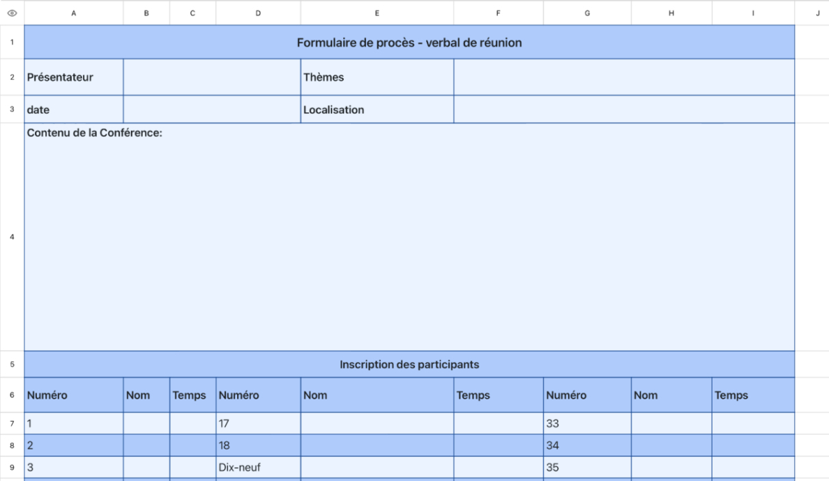 Procès - verbal Tableau 1